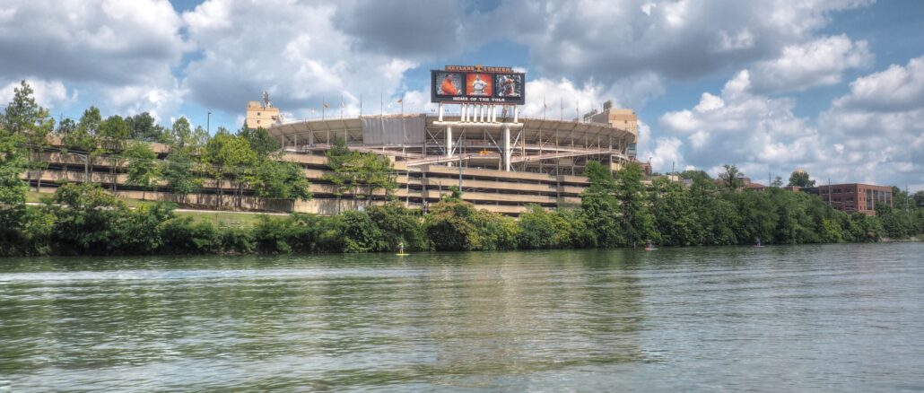 View of Neyland stadium at university of tennessee from vol navy river