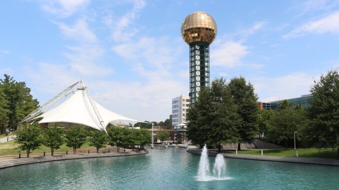 sunsphere worlds fair park fountain with sunsphere